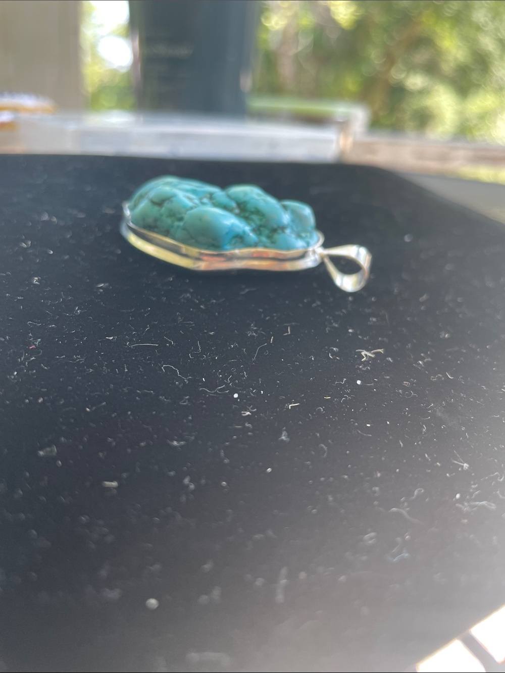 925 Sterling Silver Southwestern Statement Pendant | Faux Turquoise - Picture 7 of 7